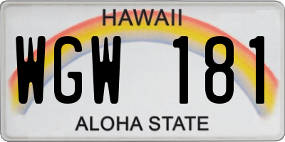 HI license plate WGW181