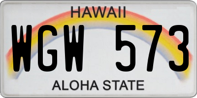 HI license plate WGW573