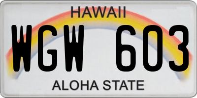 HI license plate WGW603