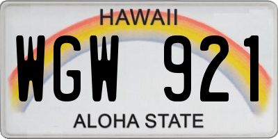 HI license plate WGW921