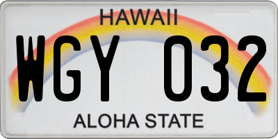 HI license plate WGY032