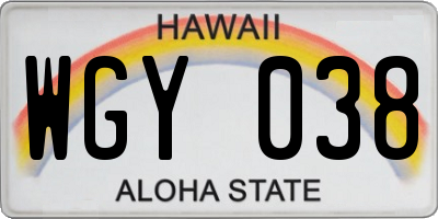 HI license plate WGY038