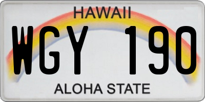 HI license plate WGY190