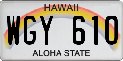HI license plate WGY610