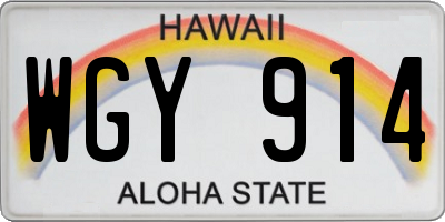 HI license plate WGY914