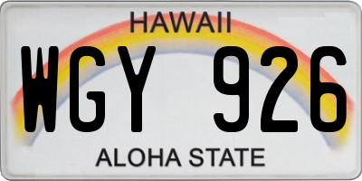 HI license plate WGY926