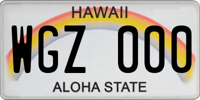 HI license plate WGZ000