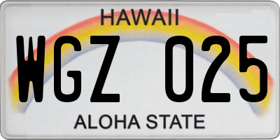 HI license plate WGZ025