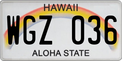 HI license plate WGZ036