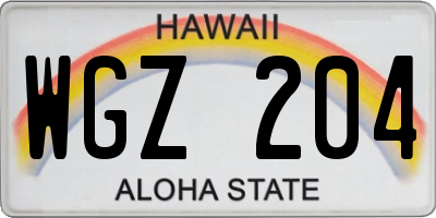 HI license plate WGZ204