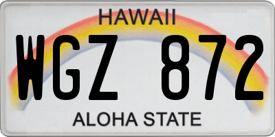 HI license plate WGZ872