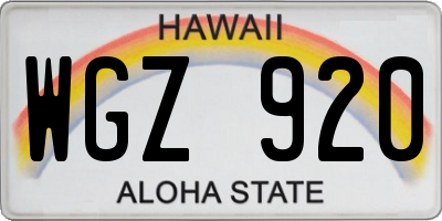 HI license plate WGZ920