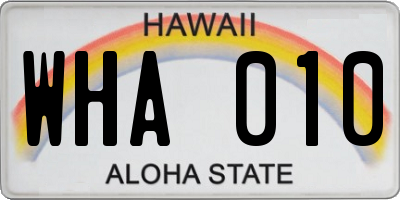 HI license plate WHA010