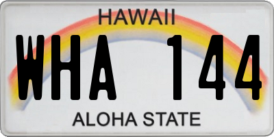 HI license plate WHA144