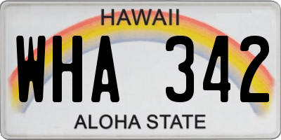 HI license plate WHA342