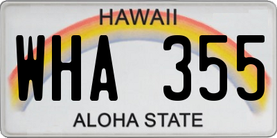 HI license plate WHA355