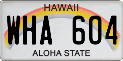 HI license plate WHA604