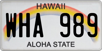 HI license plate WHA989