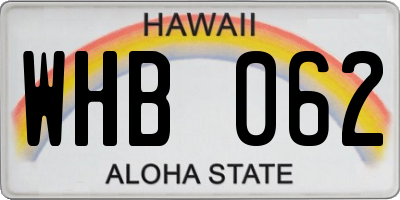 HI license plate WHB062