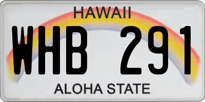HI license plate WHB291