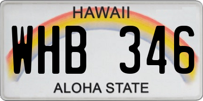 HI license plate WHB346