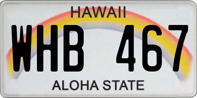 HI license plate WHB467