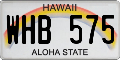 HI license plate WHB575