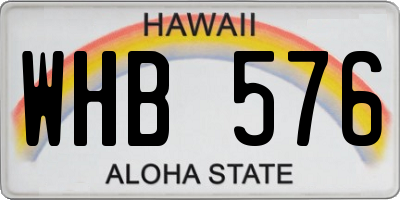 HI license plate WHB576
