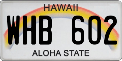HI license plate WHB602