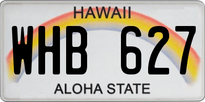 HI license plate WHB627