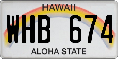 HI license plate WHB674