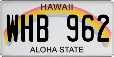 HI license plate WHB962