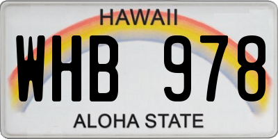 HI license plate WHB978