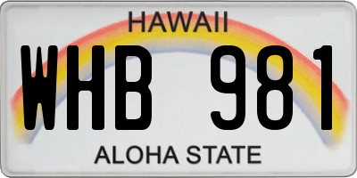 HI license plate WHB981