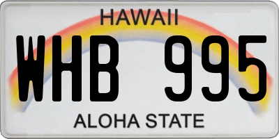 HI license plate WHB995