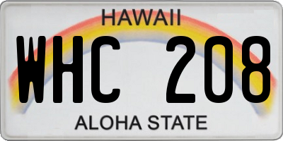 HI license plate WHC208