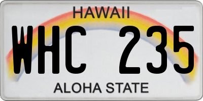 HI license plate WHC235