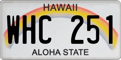 HI license plate WHC251