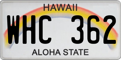 HI license plate WHC362