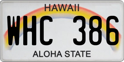 HI license plate WHC386