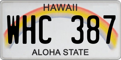 HI license plate WHC387