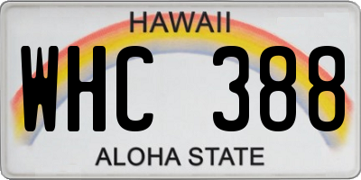 HI license plate WHC388