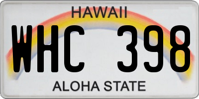 HI license plate WHC398