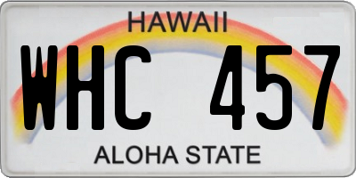 HI license plate WHC457