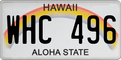 HI license plate WHC496