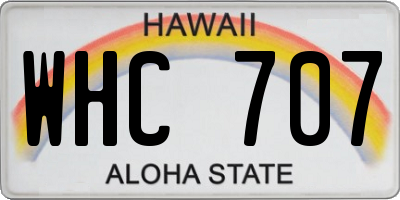 HI license plate WHC707