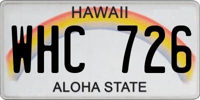 HI license plate WHC726