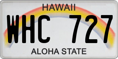 HI license plate WHC727