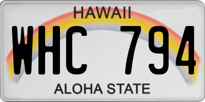 HI license plate WHC794