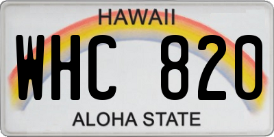 HI license plate WHC820